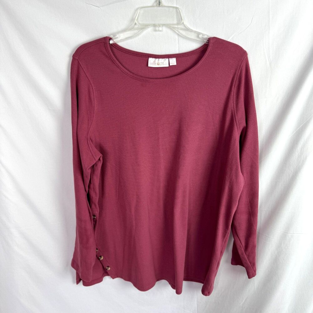 Belle by Kim Gravel Women's Tunic Top Shirt Size 1X Mauve Pink Long Sleeves
